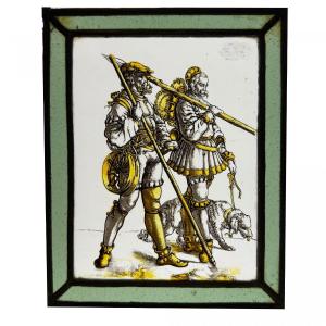 Renaissance Stained Glass Window (23 X 18 Cm)