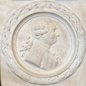 Médaillon profil de Louis XVI en marbre de carrare