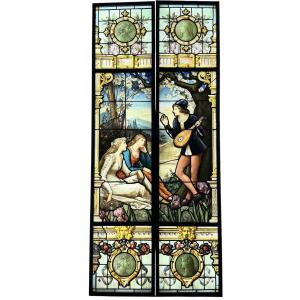 Stained Glass Window Stained Glass Window The Mandolin Player, Oudinot H237cm L106cm