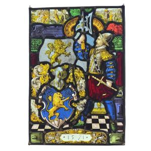 Vitrail Renaissance “1571” (H 34 x L 25cm)