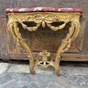 Console en bois doré Louis XVI L100 H90 P44cm