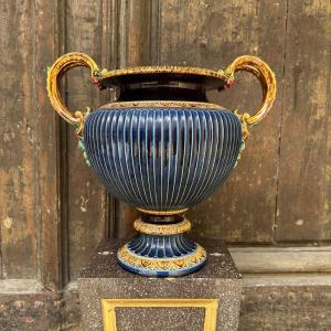 Grand vase en faïence de Sarreguemines
