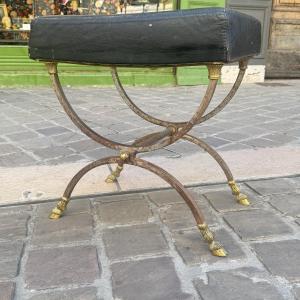 Tabouret curule attribution Maison Jansen