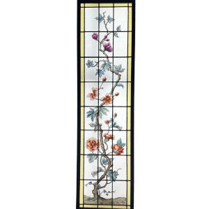 Vitrail Vitraux aux magnolias Fassi H181,5cm L50cm