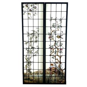 Stained-glass Window Featuring A Heron And A Dragonfly (h 193 Cm, W 105 Cm)