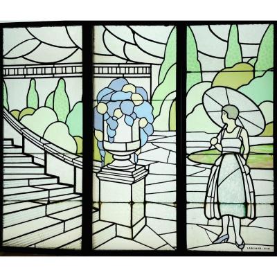 Stained Glass Art Deco De Largillier