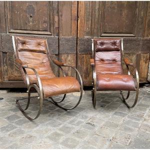 Pair Of 19th Rocking Chair Armchairs