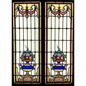 Vitrail Paire De Vitraux Aux Vases Fleuris V_251