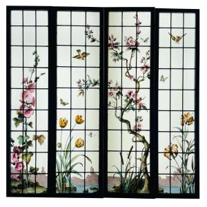 Stained Glass Stained Glass With Flowers (cherry Branch, Hollyhock…)
