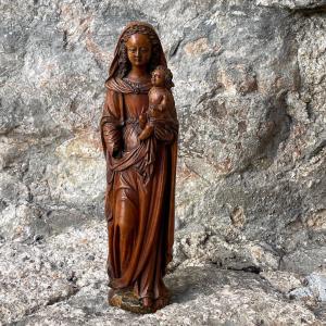Vierge à L’enfant 17ème Siècle En Buis