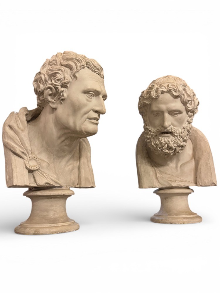 Pair Of Patinated Plaster Busts