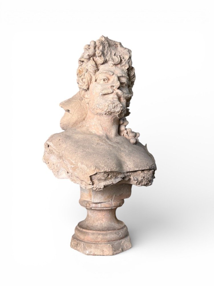 Important Terracotta Bust Of Bacchus - 19th Century-photo-2