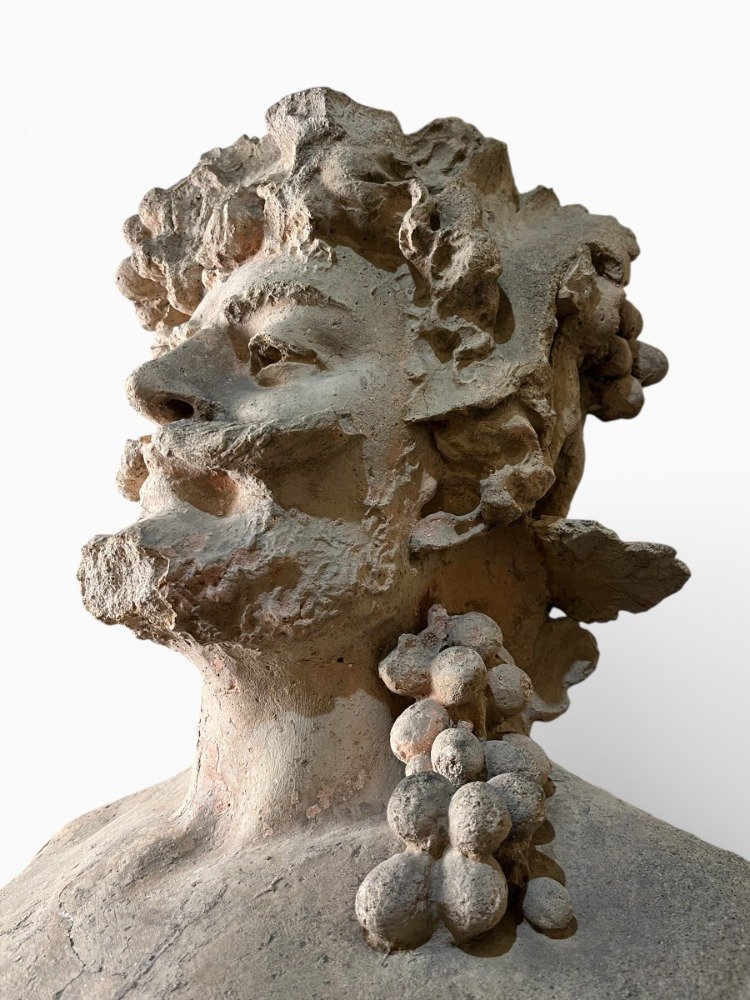 Important Terracotta Bust Of Bacchus - 19th Century-photo-4