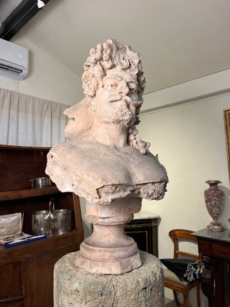 Important Terracotta Bust Of Bacchus - 19th Century