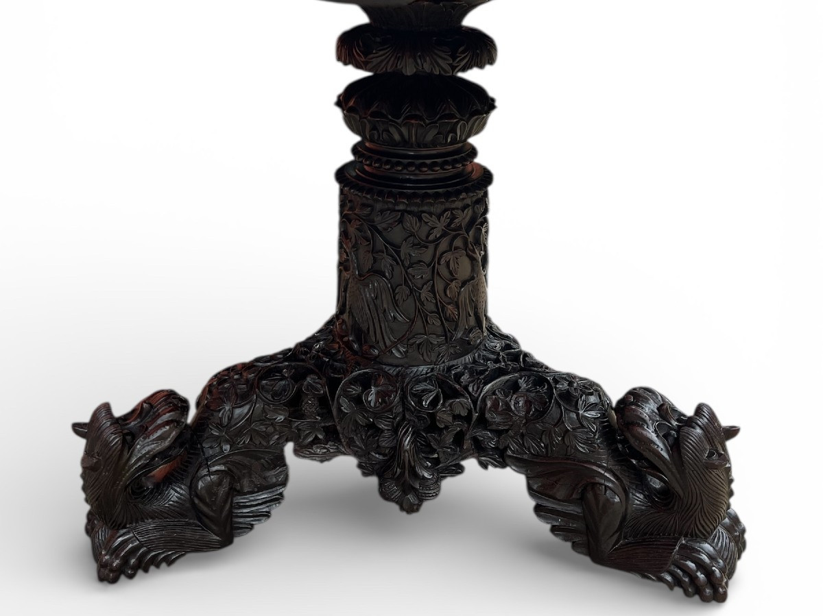 Guéridon en palissandre des Indes, Travail Indo-Anglais- XIXe siècle-photo-4