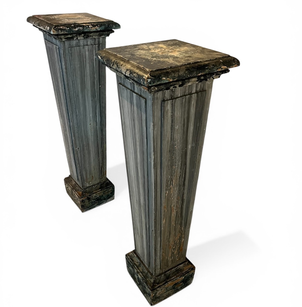 Paire de gaines en bois peint-photo-4