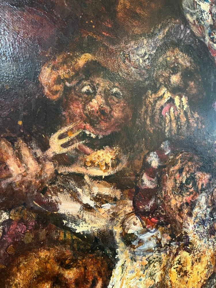 Large Allegorical Painting The Seven Deadly Sins By Ducrot-photo-2