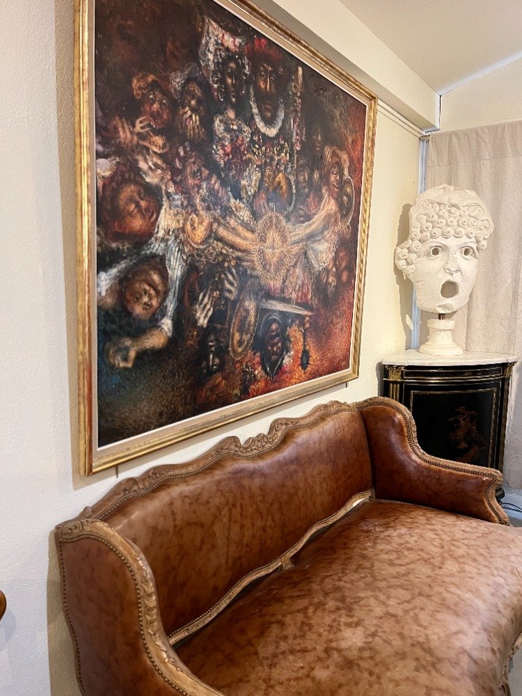 Large Allegorical Painting The Seven Deadly Sins By Ducrot-photo-3