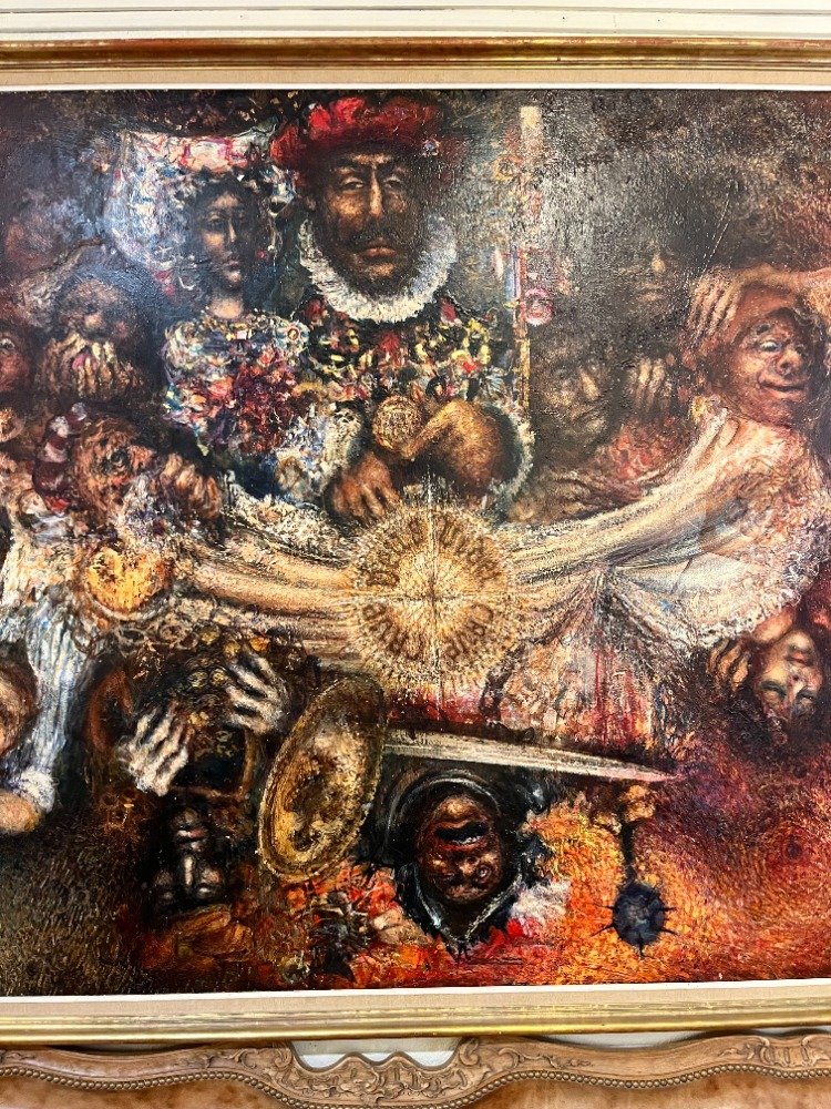 Large Allegorical Painting The Seven Deadly Sins By Ducrot-photo-2