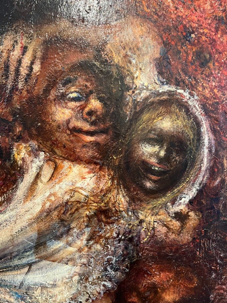 Large Allegorical Painting The Seven Deadly Sins By Ducrot-photo-3