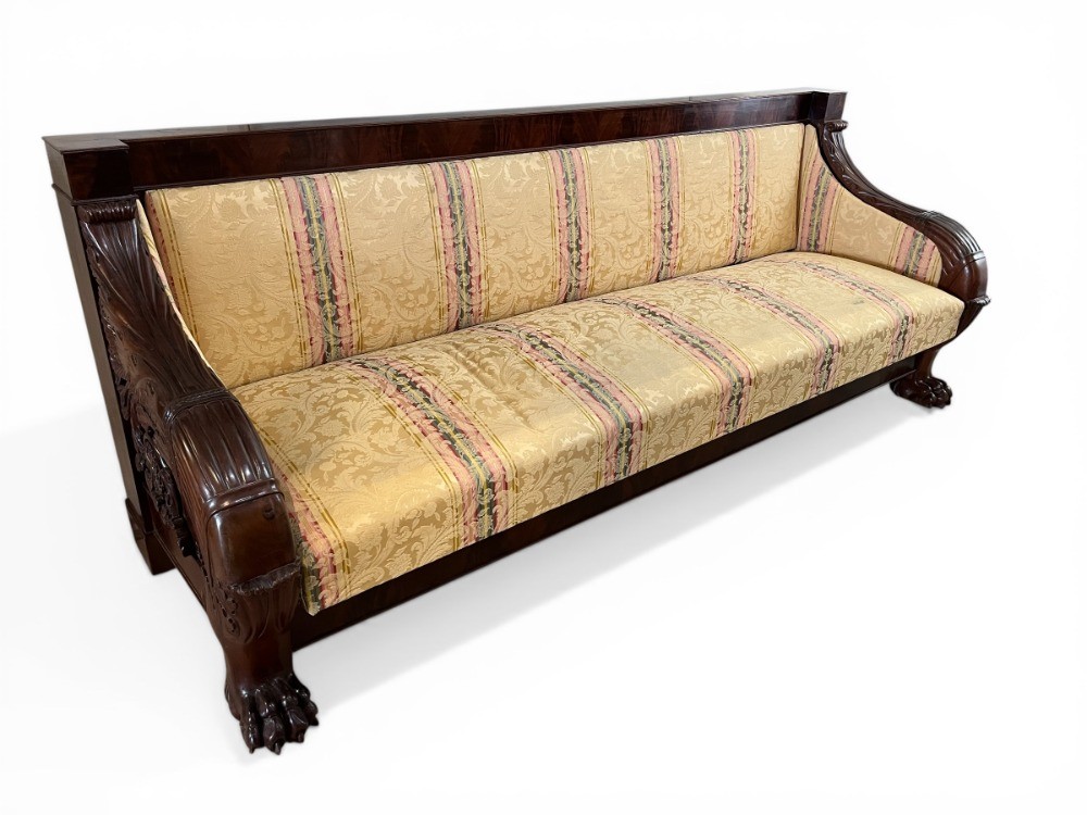 Important Carved Mahogany Sofa, Naples