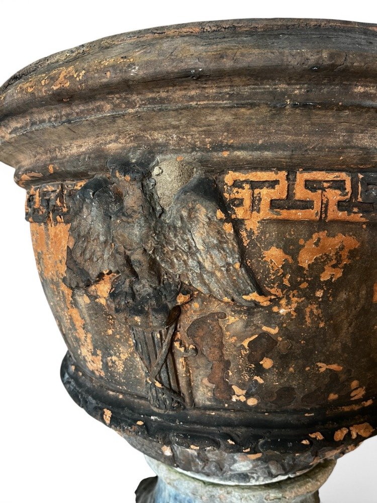 Paire de vasques en terre cuite signées Antoinetti Sienne, Italie XIXe siècle-photo-4