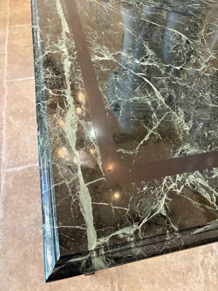 Table de milieu en fer doré et marbre des années 40.-photo-4