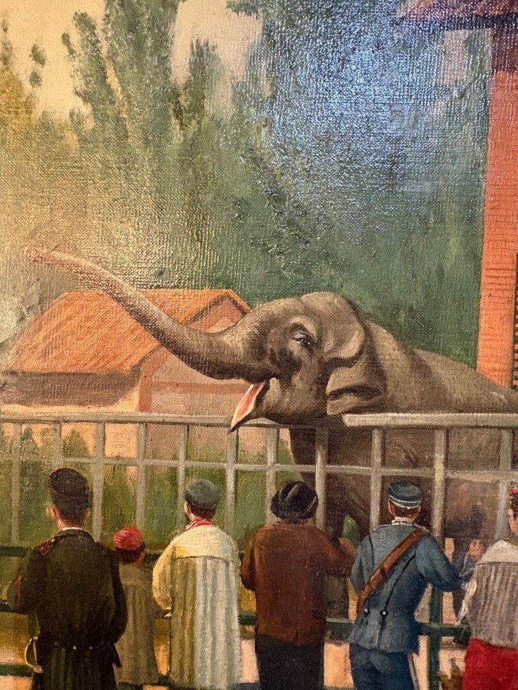 Tableau huile sur Toile représentant sûrement le Zoo de Barcelone-photo-2