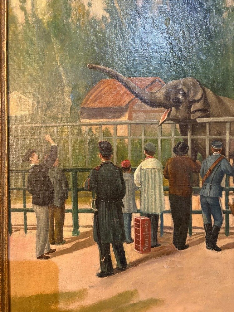 Tableau huile sur Toile représentant sûrement le Zoo de Barcelone-photo-3