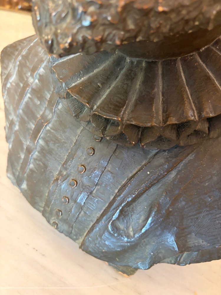 Tête en Terre cuite représentant un personnage Renaissance-photo-4