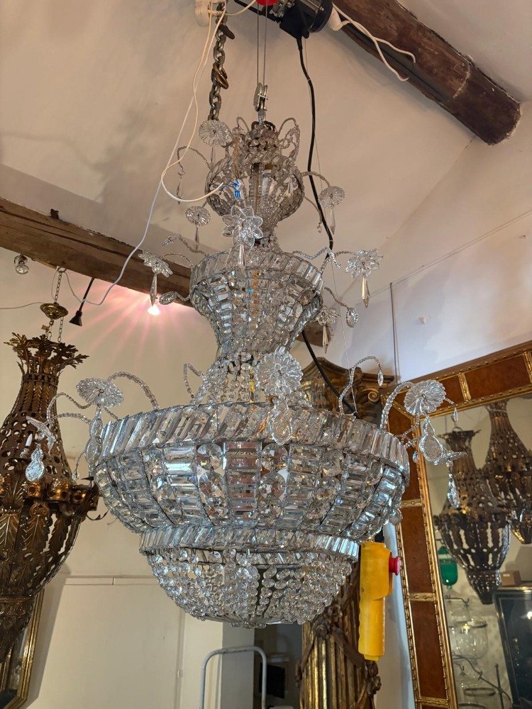 A Large Crystal Chandelier From Fabrique La Granja.