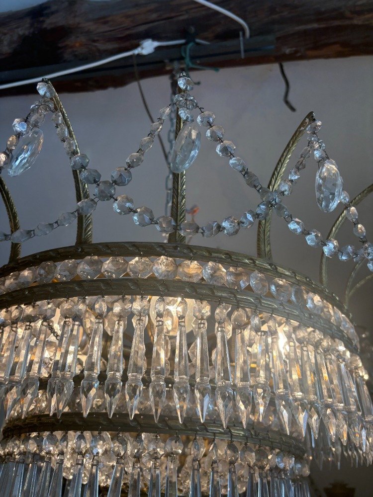 Crystal And Bronze Chandelier From The 1940s-photo-2