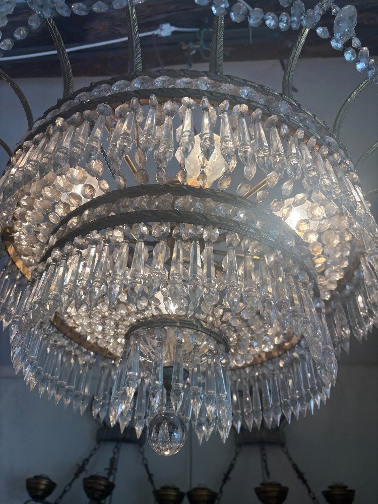 Crystal And Bronze Chandelier From The 1940s-photo-3