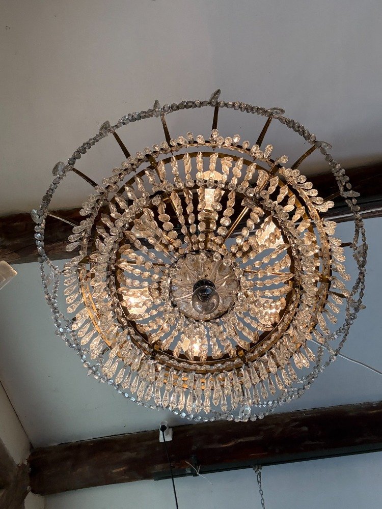 Crystal And Bronze Chandelier From The 1940s-photo-4