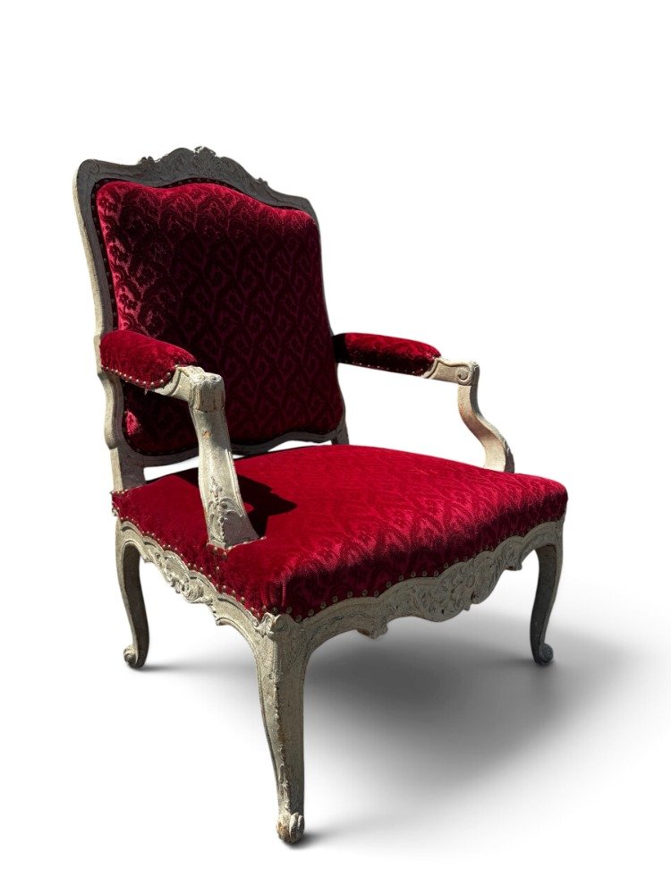 Paire de fauteuils recouvert d'un velours rouge gauffré-photo-6