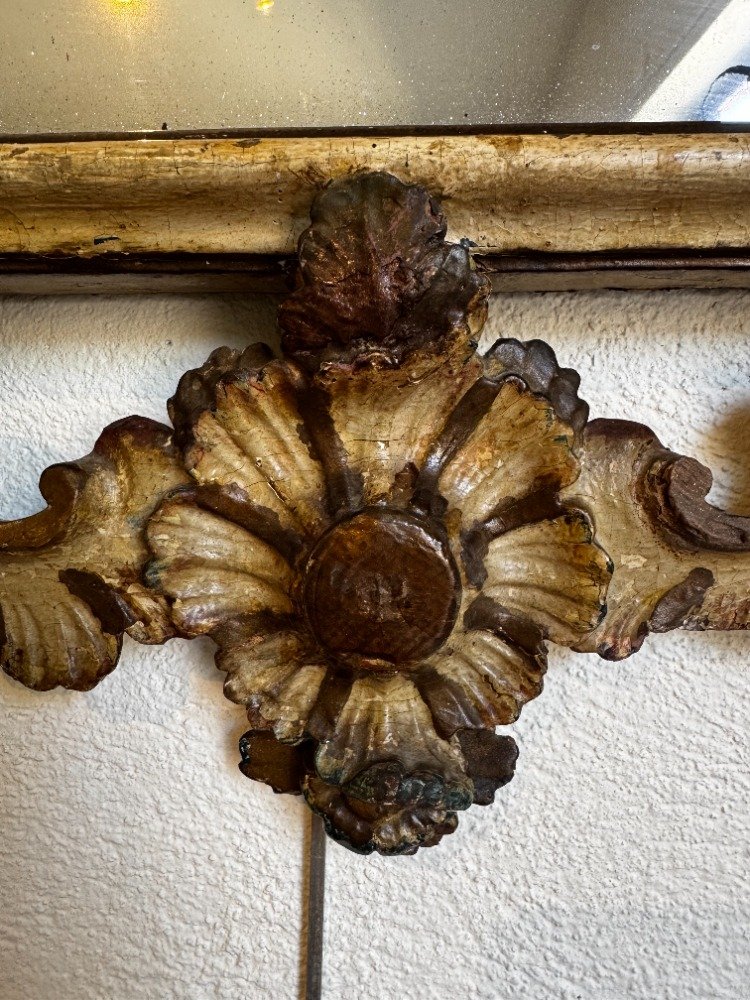 Italian Mirror Made Of Painted Wood And Gilded Wood-photo-2