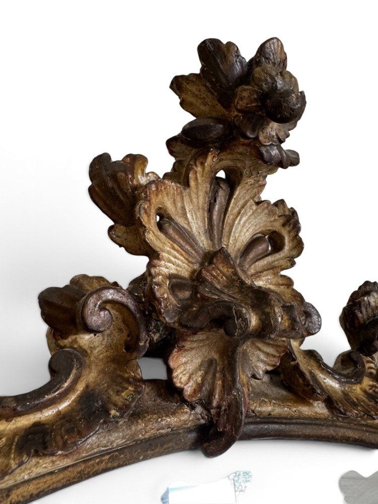 Italian Mirror Made Of Painted Wood And Gilded Wood-photo-3