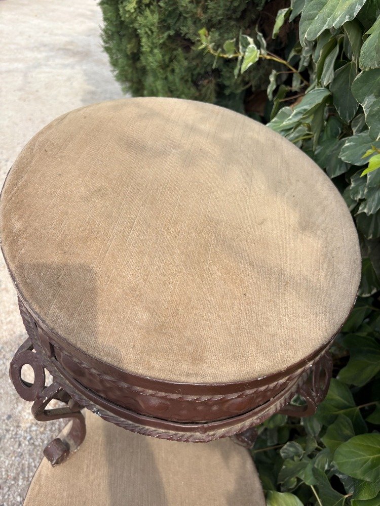 Suite de six tabourets en fer forgé-photo-3