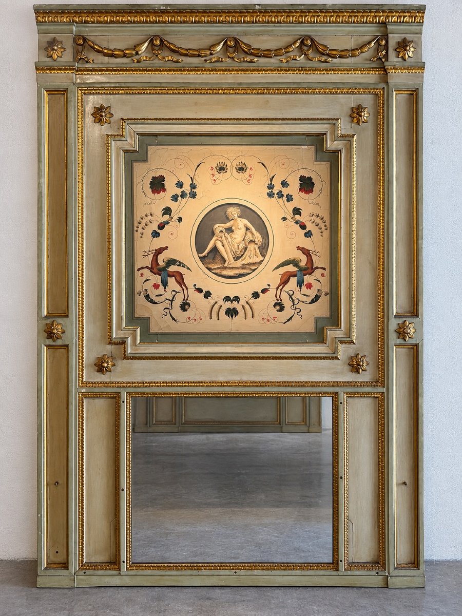 Pair Of Trumeaux Made Of Painted And Gilded Wood, Italy, 18th Century-photo-2