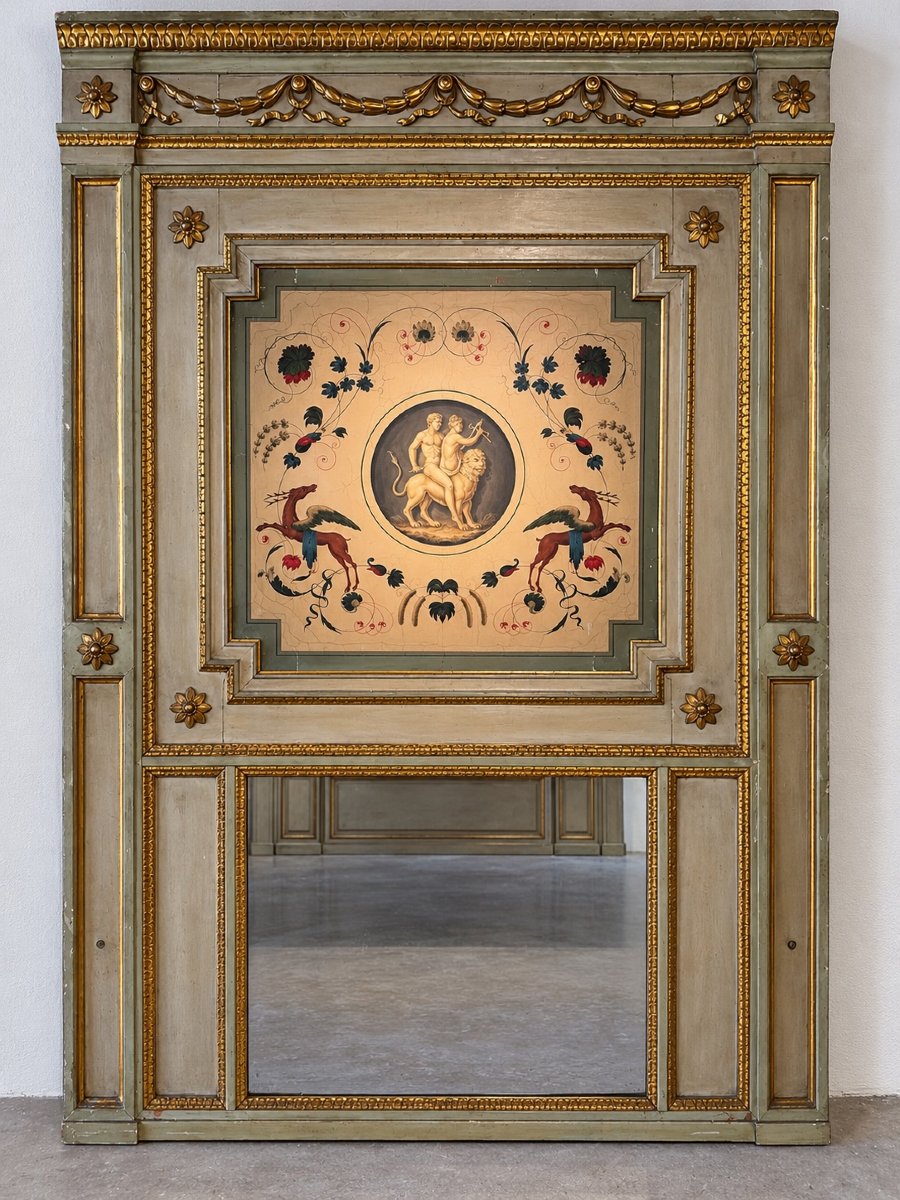 Pair Of Trumeaux Made Of Painted And Gilded Wood, Italy, 18th Century-photo-3