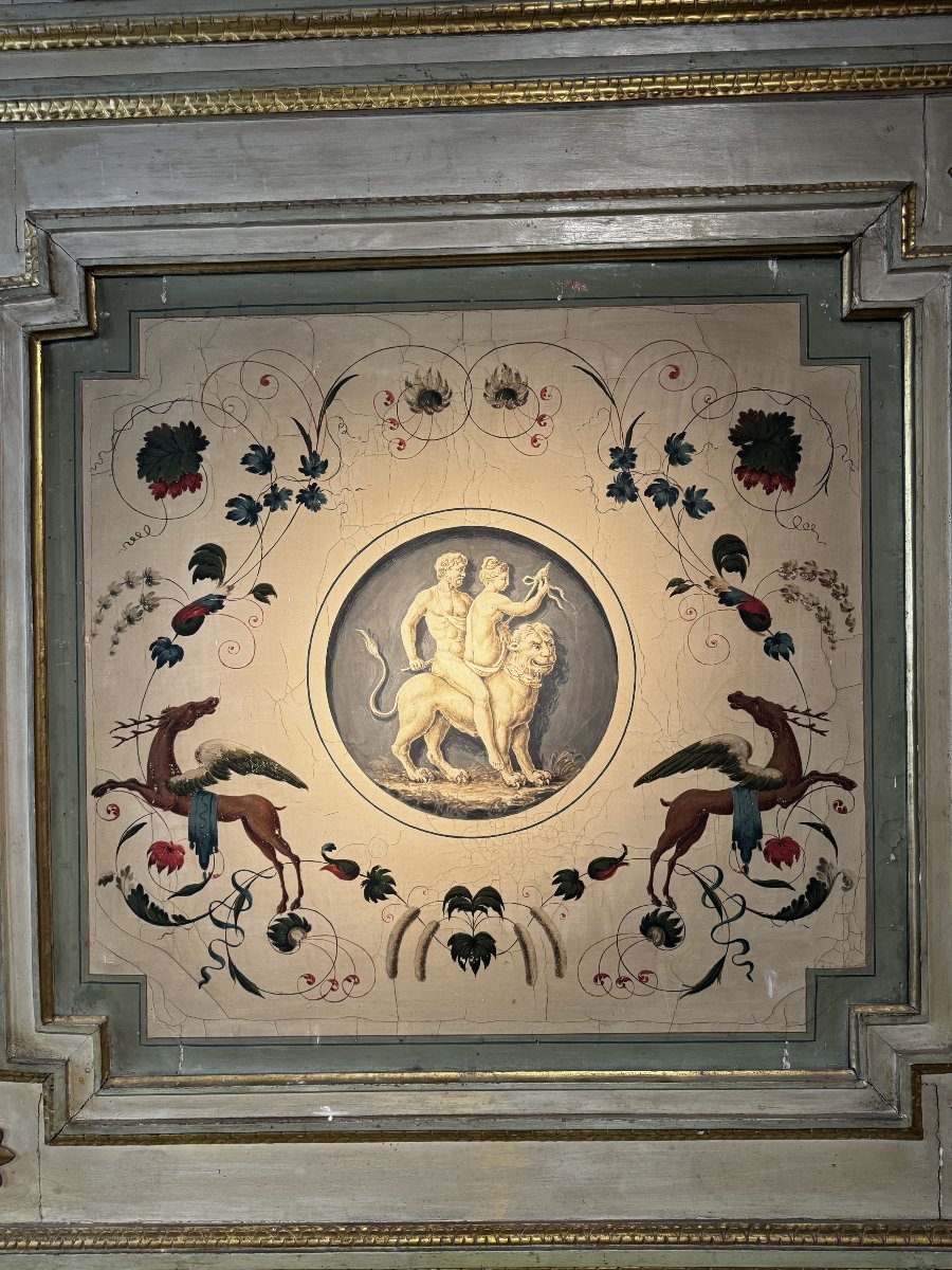 Pair Of Trumeaux Made Of Painted And Gilded Wood, Italy, 18th Century-photo-3
