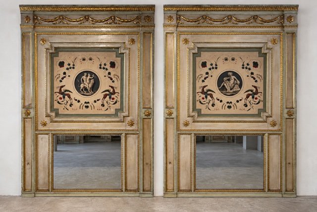 Pair Of Trumeaux Made Of Painted And Gilded Wood, Italy, 18th Century