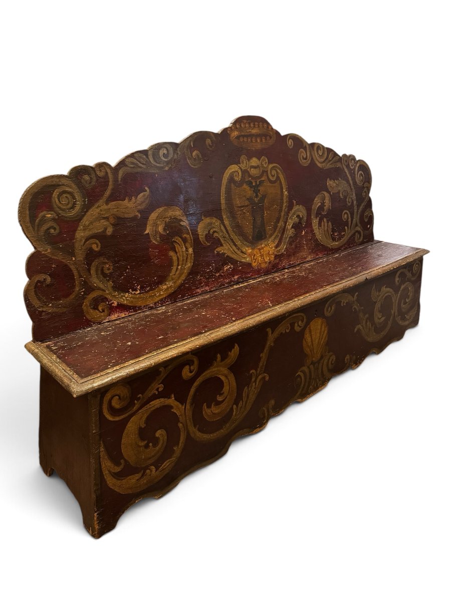 Italian "cassapanca" Bench Made Of Painted Wood-photo-2