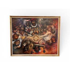 Large Allegorical Painting The Seven Deadly Sins By Ducrot