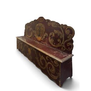 Banc "Cassapanca" italien en bois peint