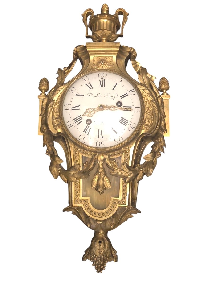 Cartel In Gilt Bronze Louis XVI "charles Le Roy'-photo-3