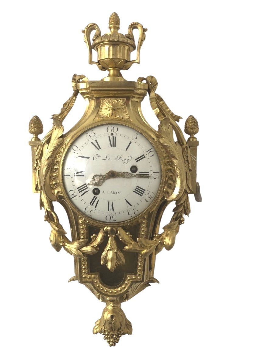Cartel In Gilt Bronze Louis XVI "charles Le Roy'
