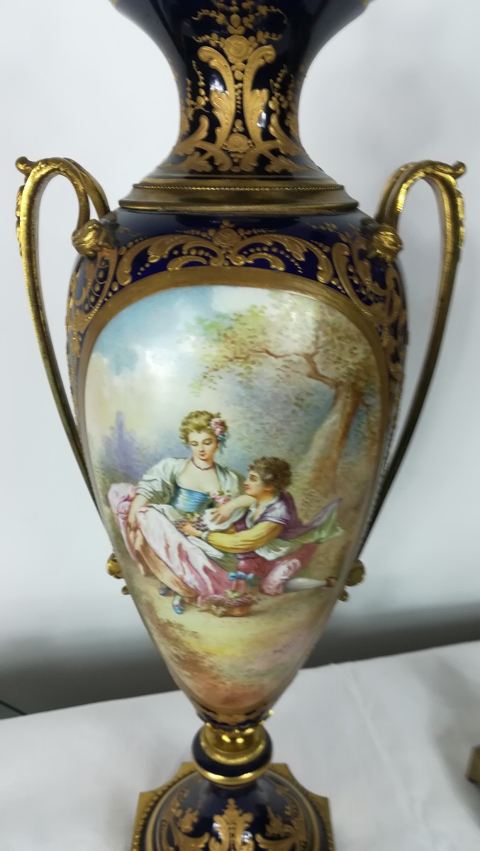 Pair Of Sèvres Vases, 19th Century-photo-3
