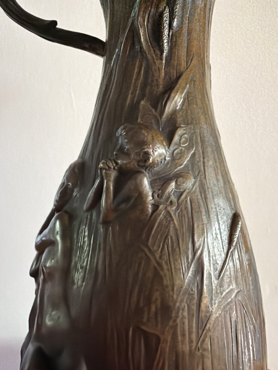 Large Art Nouveau Bronze Vase Sign P.roussel-photo-2