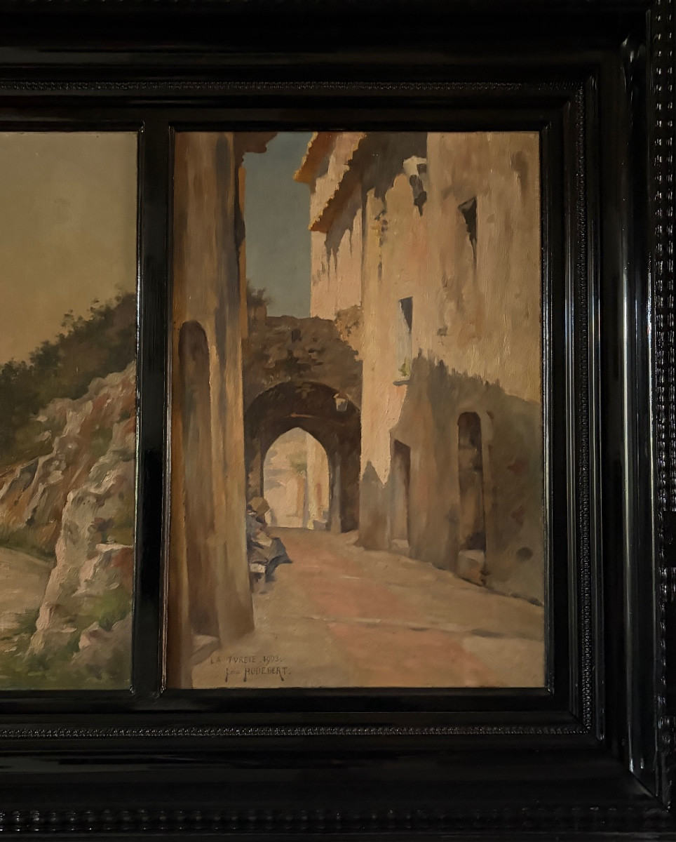 Triptych "la Turbie" By Léon Hodebert-photo-4